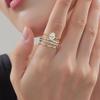 4 Pcs/Set Women Ring Set Cubic Zirconia Decor Stackable Polished Geometric Bride Wedding