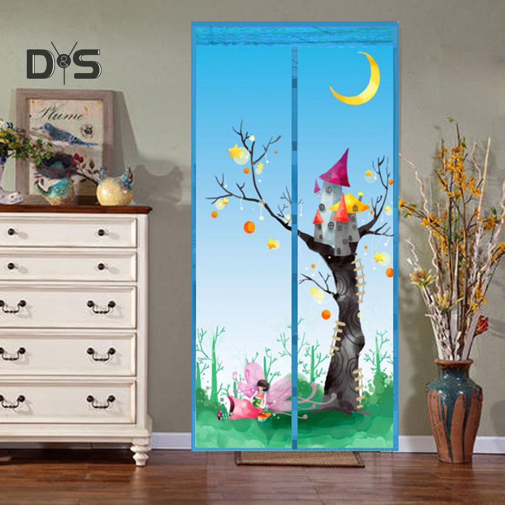 DYS Home Decor Tree Castle Magnetic Window Door Fly Screen Anti Mosquito Mesh Curtain