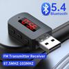 Mini USB Bluetooth 5.4 FM Transmitter Adapter with Mic Handsfree Call Car Kit Auto LED Display Audio Music Receiver
