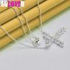 925 Sterling Silver White AAA Zircon Cross Necklace Jewelry