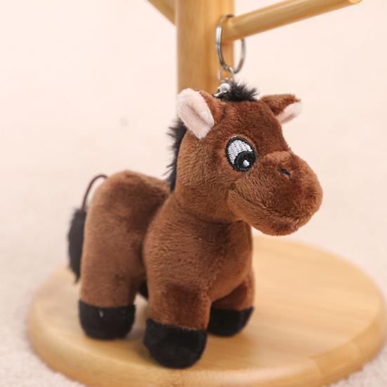 Cute Cartoon Plush Horse Doll Keychain Miniature Stuffed Animal Keyring Bag