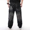 Man Loose Baggy Jeans Hiphop Skateboard Embroidery Denim Slacks Pants Men's Black Trousers Chinese Size 30-46