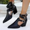 Fashion New Casual Pointed Toe Ankle Boots for Women High Heels All-Match Soft Leather Ladies Comfortable Shoes Women Footwear Pumps