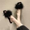 Furry Flat Indoor Fluffy Sandals Beige Woman Slippers Black Fuzzy Summer Slides Shoes for Women 2025 B Casual Vip 39 Sale Y
