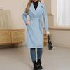 Women's Casual Fashion Solid Color Long-sleeved V-neck Tie Long Woolen Coat