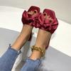 Fashion 2025 New Red Wedding Slippers Ladies Sandals Summer Shoes Ladies Satin Soft Sole Bridesmaid Slippers Solid Color Women Sandals