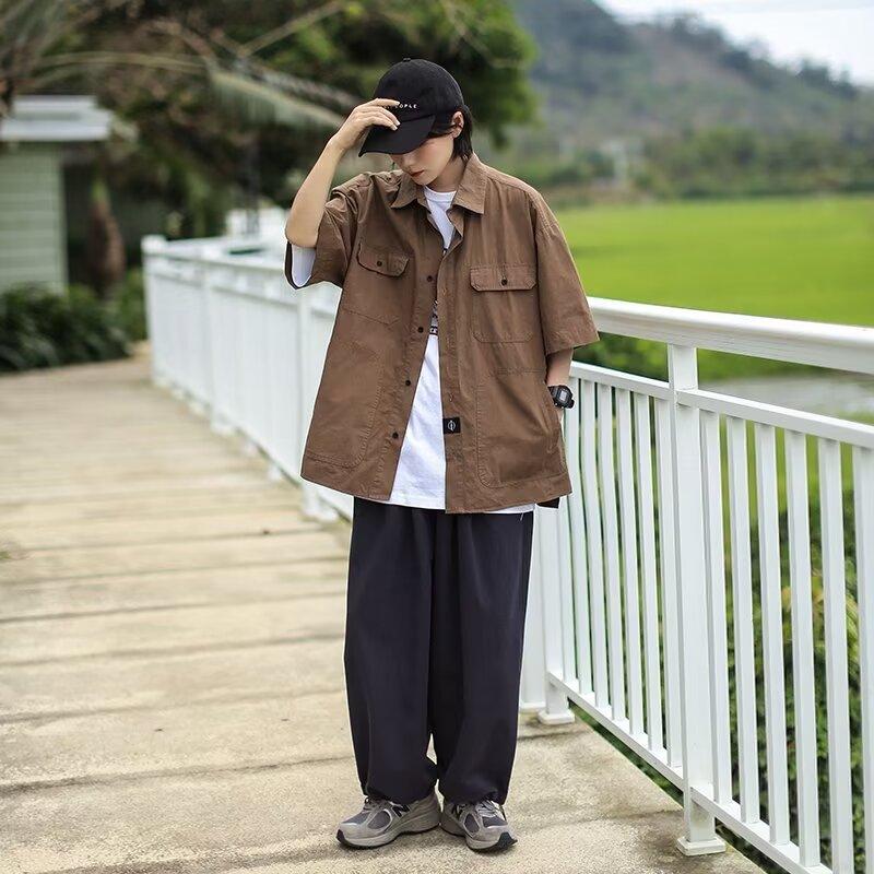 Retro Shirt Men'S Summer Outfit Hong Kong Style Student Loose And Niche Design Fun New Men'S Top For Outdoor Wear 2024