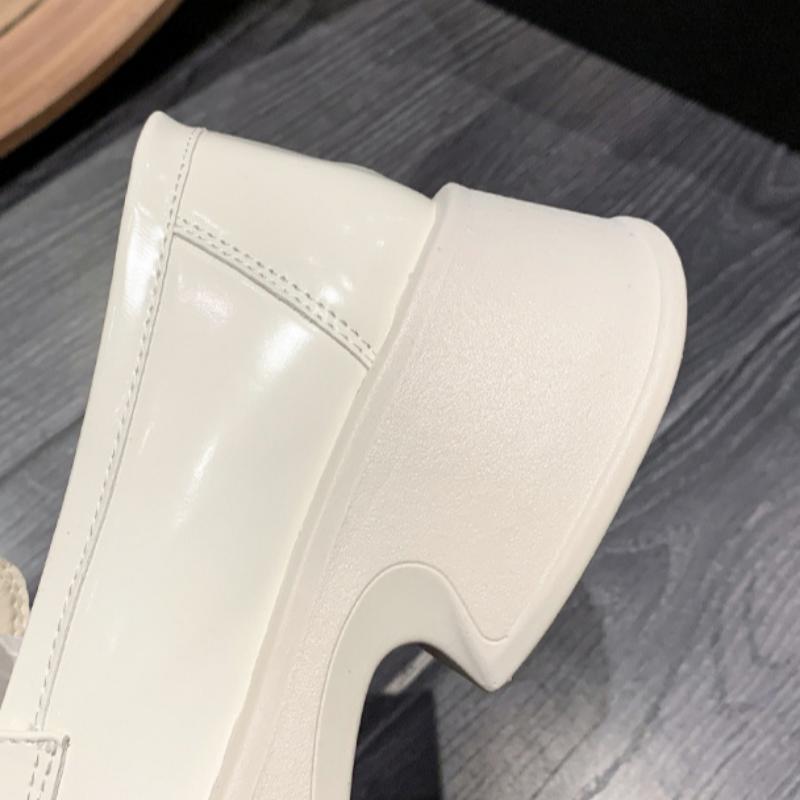 Spring New Women's Leather Shoes Korean Square Buckle Soft Bottom Shiny Patent Leather Rhinestone Leather Shoes