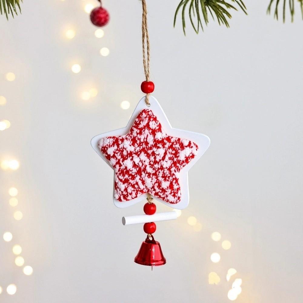 Decorative Christmas Bells Pendants Wood Star Car Ornament Outdoor Decor