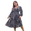 V-neck Loose Waisted Plus Size Women's Dress Printed Fashion Dresses
