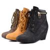New Short Boots, Women's Slope Heels, High Heels, Frosted Leather Martin Boots, Foreign Trade Lace UPS, Bare Boots, Casual Work Boots, Cotton Shoes