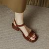 Women's Shoes Simple Straight Strap Sandals Women's Summer 2025 Flat Bottomed Beach Open Toed Roman Sandals Trendy