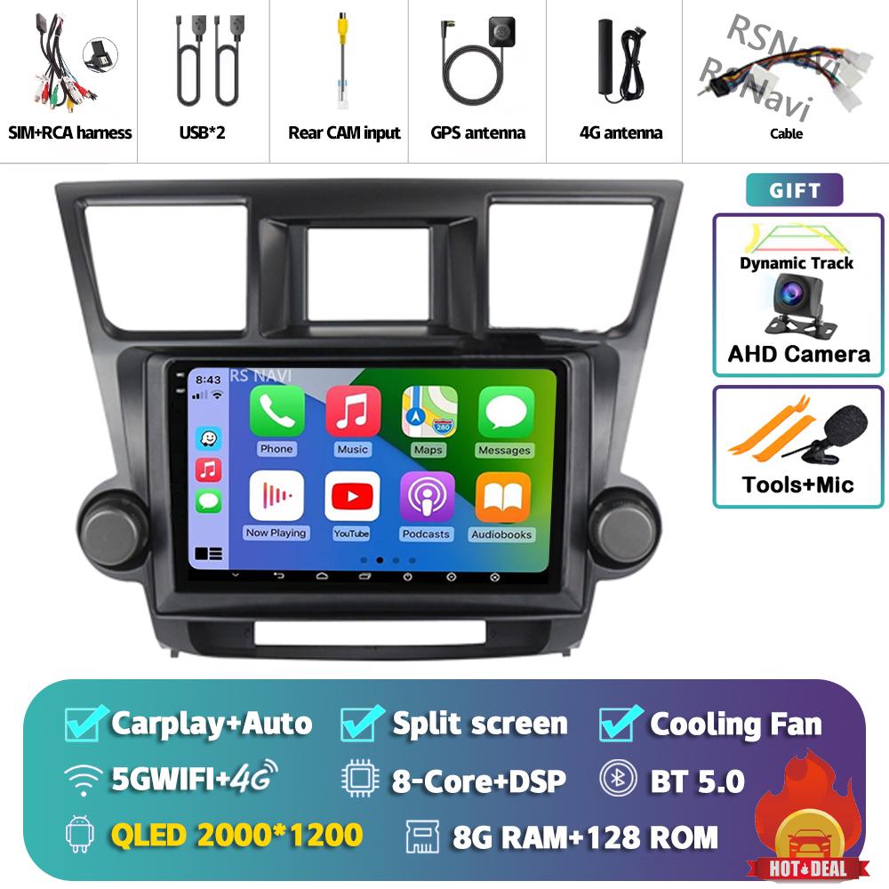 Android 14 Car Radio For Toyota Highlander 2007 - 2015 Player Multimedia GPS Navigation Stereo CarPlay Auto Video Head Unit DVD