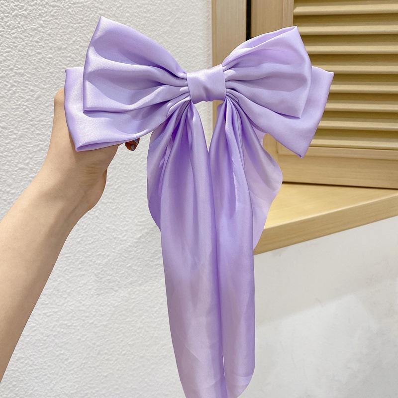 Woman New Bowknot Streamer Hairpin Chiffon Ribbon Barrette Bow Back Head Spring Clip Headwear Fashion Hair Accessories