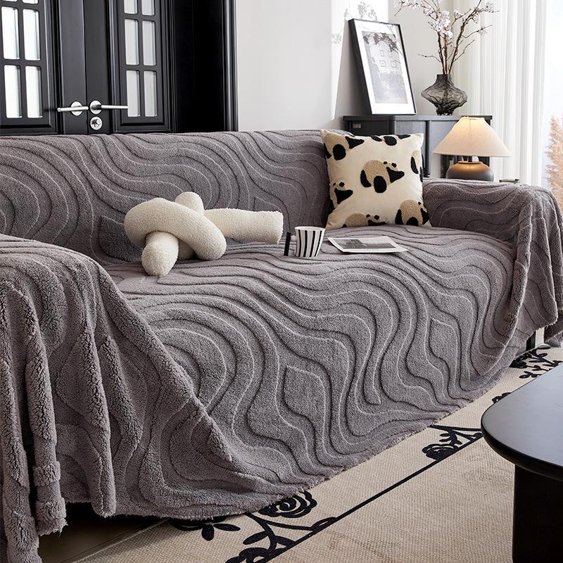 Plush Sofa Cover Cloth Autumn Winter Thickened Soft Jacquard Velvet Insulation Multifunctional Blanket Decorative Seat Cushion