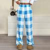 Women Pajama Pants Plush Sleep Pants Soft Elastic Waist Pajama Bottoms Plaid Pants With 2 Pockets