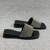 European Station Women's Shoes 2025 Summer New European Products Laikab Rhinestone Slope Heel Open Toe One-word Slippers Women