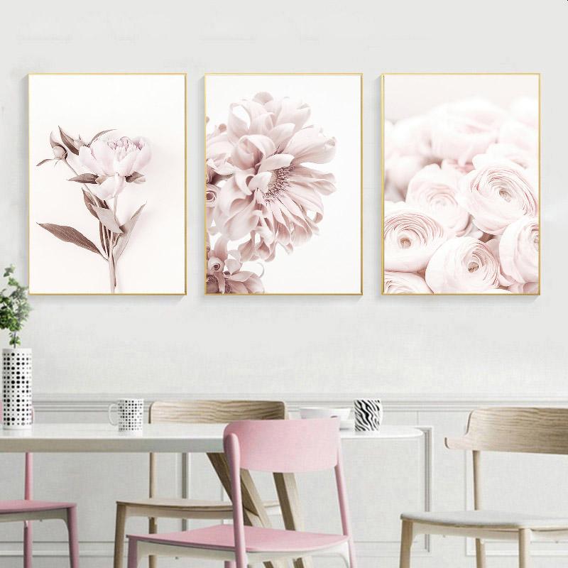 Landscape Painting Girl Room Decoration Fresh Flower Pink Wall Art Canvas Pictures Canvas Decorative Paintings Home Decor Photos