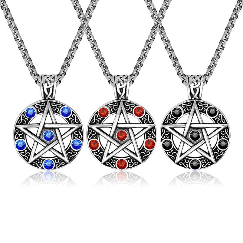 European and American Retro Devil Satan Logo Pentagram Pendant Necklace Accessories