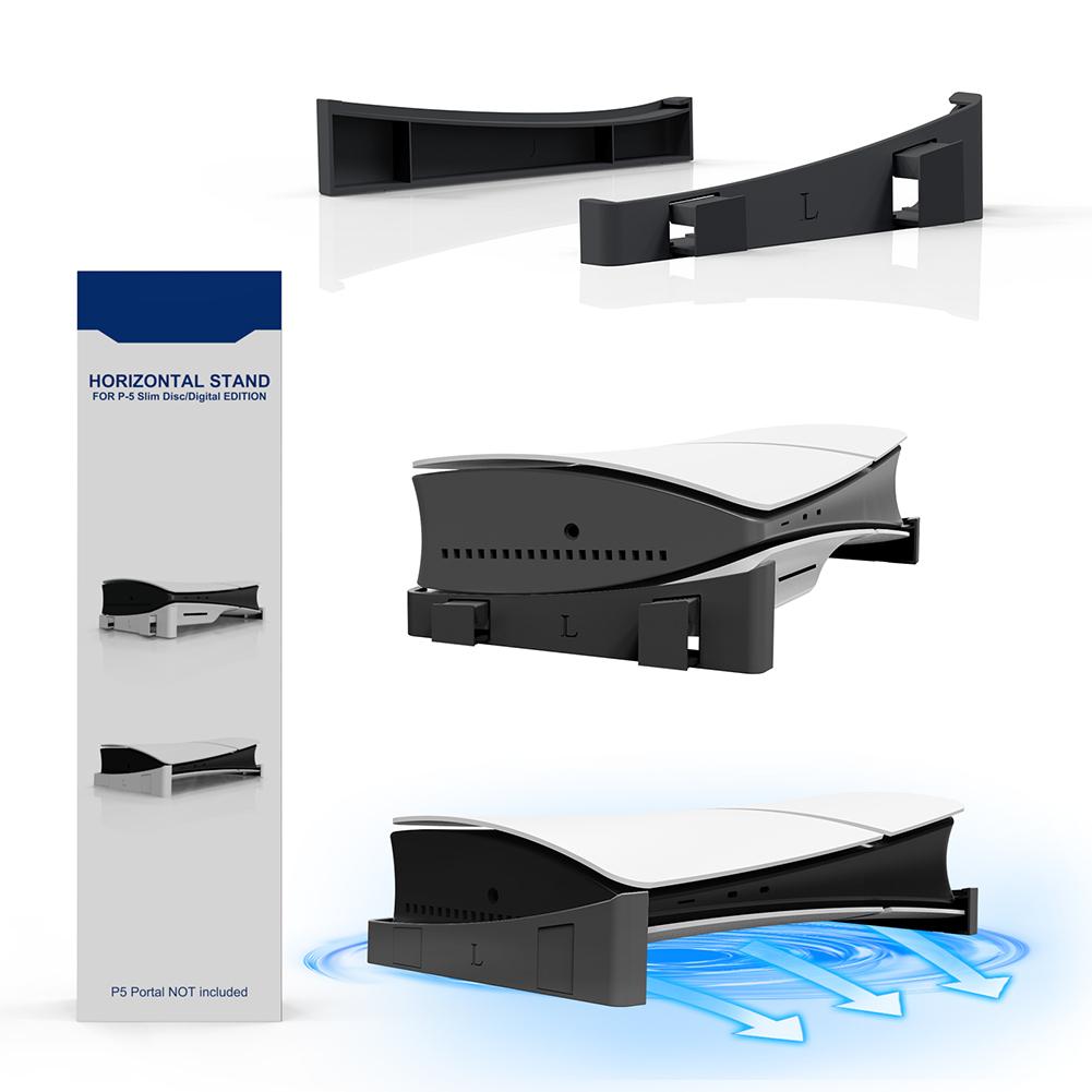 For PS5 Slim Holder Horizontal Bracket Stand With 4-Port USB Hub Base for PS5 Slim Disc & Digital Game Console Dock Mount Holder