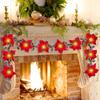 Artificial Poinsettia Garland Christmas Ornaments Flower String Light Holly Berry Green Leaf Vine for Xmas Tree Table Decoration