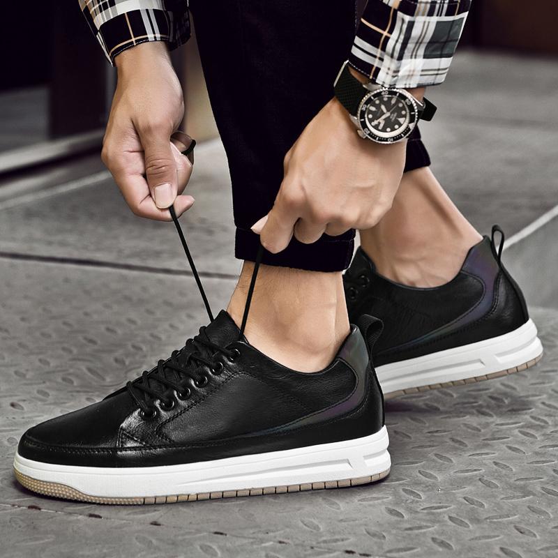 Fashion New Male Casual Sneakers Men Genuine Leather Treking Shoes Fashion Mens Leisure Walk Shoes Classic Retro Style Business Footwear