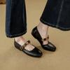 Fashion French Style Flat Ballet Shoes Women's Mango Head Soft Retro Mary Jane Shoes Leather Version Low Heel Round Toe Rubber Sole