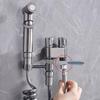 Dual Control Copper Angle Valve Set with Adjustable Pressure Spray Gun for Household Cleaning.