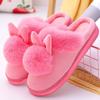Fashion Winter Warm Home Fur Slippers Womens Indoor Home Rabbit Shoe Furry Ears Footwear Bedroom Flat Heels Fluffy Slippers Woman Shoes