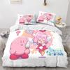 Cartoon Kirby Print Duvet Cover Bedding,2 Piece Set Quilt Cover Matching Pillowcase with Zipper Closure Soft Microfiber Single