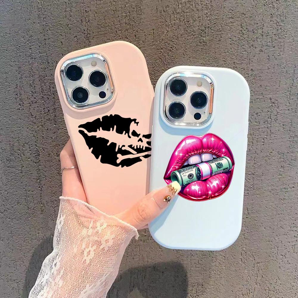 LZ18 Lips Kiss Soft Phone Case for Samsung S24 Ultra S23 Plus S21 FE A16 A54 A34 A05s A06 Infinix Hot 40 30i Lens Protection Shockproof Cover