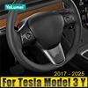 For Tesla Model 3 Y 2017 2018 2019 2020 2021 2022 2023 2024 2025 ABS Car Steering Wheel Sequins Frame Sticker Cover Case Trims