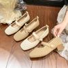 Fashion Spring/Summer New Style Fashionable Women's One Word Buckle Mary Janes Round Head Flat Women's Mesh Ballet Shoes Zapatos Mujer