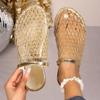 Fashion Women Slippers 2025 Summer New Hot Water Mesh Women Shoes Home Round Head Sandals Diamond Flats Home Slippers Slides Women