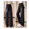 Thickened Black Straight Jeans for Women In Winter, New High-waisted Slimming and Versatile Draping Wide-leg Pants