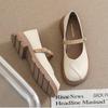 Fashion Thick Soled Mary Jane Shoes Women's New Spring Autumn Shallow Mouth Loafers Round Toe Single Shoes for Women Wide Heels Women