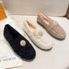 Fashion 2025 Lambswool Moccasins Women Warm Plush Winter Shoes Woman Espadrilles Comfy Fleeces Loafers Crystal Pearl Fur Flats Plus Size