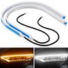PAUTIX 2Pcs Car LED Light Strip 12V Flexible Waterproof DRL Daytime Running Lights Auto Headlights White Turn Signal