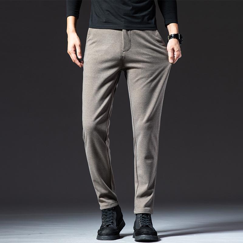 Men's Velvet Winter Pants: High-Grade Woolen, Elastic, Thick, Warm Casual Wear for Dad