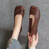 Fashion 2024 New Genuine Leather Flats Women Shoes Round Toe Casual Shallow National Style Soft Handmade Concise Ladies Shoes