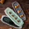Kiln Change Creativity Individuality Retro Hotel Restaurant Home Sushi Plate Long Plate Dim Sum Plate Rectangular