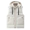 Men's Winter Trend Wear Loose Thick Down Cotton Clip Multi-pocket Solid Color Casual Hooded Vest Coat