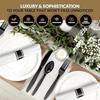 Premium Black Silverware Set With Knife Fork Teaspoon and Napkin 25 Sets HeavyDuty Fancy Disposable Cutlery Pack For Weddings a