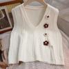 Knitted Vest Women's Autumn Japanese Loose Fit V-neck Sleeveless Top Lazy Style Thin Sweater Vest