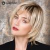 Short Layered Blonde Wig Straight Bob Synthetic Blend  Hair Wigs with Bangs for Women Daily/Cosplay Use Heat Resistant Hair