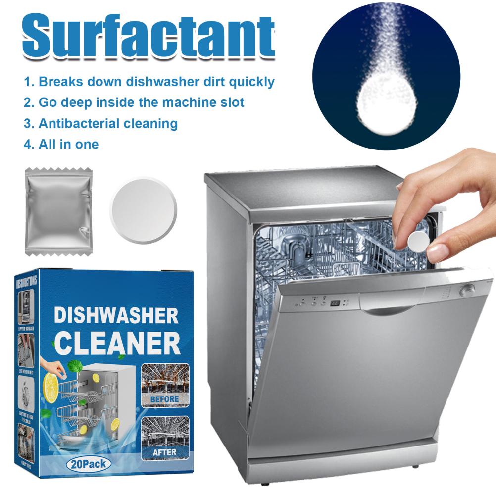 20 Pcs Dishwasher Machine Descaling Tablets Effective Cleaning Agent Tablets Kitchen Tableware Care