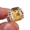 Natural Citrine Gemstone 925 Solid Sterling Silver Two Tone Ring Size 5.5 q5U58