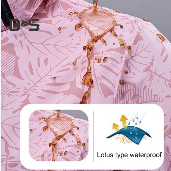 Women Jacket Stand Collar Detachable Hood Long Sleeve Casual Coat with Pockets Maple Leaves Print Zipper Placket Outwear