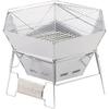 Bonfire Stand Barbecue Stove Grill 3 In 1 Hexa Stainless Steel Fire Grill L Size Stainless Steel Storage Bag Included UY-7019 Silver