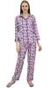 Bimba Purple Button-Down Shirt With Elastic Waist Pajama Pant Night Wear